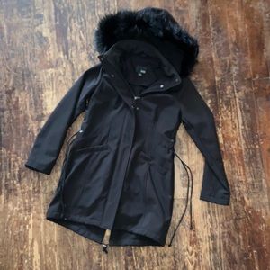 ANA black coat with beautiful, super soft, fur hood.